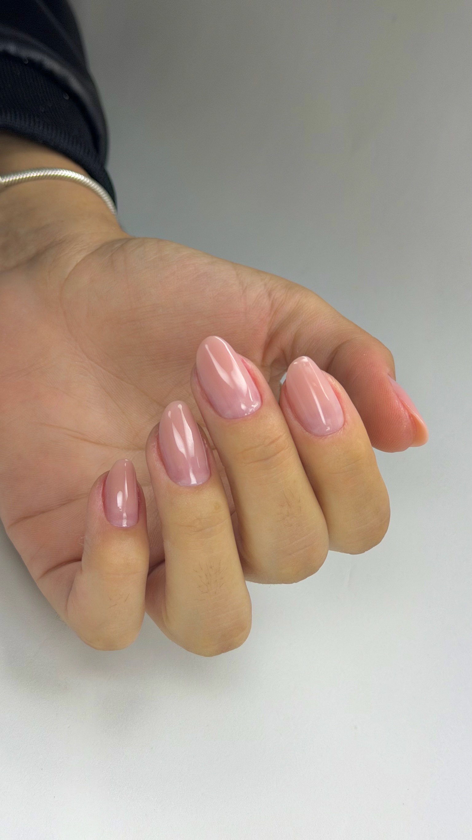 Unhas nude glazed com brilho de vidro